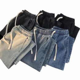 autumn Jeans Men's Baggy Straight Drawstring Elastic Waist Persality Fi Vintage Denim Trousers Streetwear 3XL z3r1#