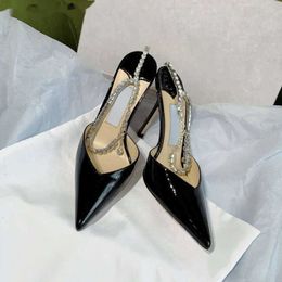 High Heels, dünne Absätze, Strass, spitz, eine Linie, mit Stirnband, halbe Unterstützung, High Heels, Brautjungfer