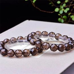 Link Bracelets 10MM Natural Smoky Quartz Facted Bracelet Fashion Crystal Gemstone Jewellery Reiki Healing Gift For Women 1PCS