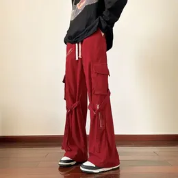 Men's Pants Korean Style Overalls For Men In Spring And Autumn High Street Fashion Design Zipper Loose Wide Leg Straight Casual