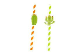 Cactus Paper Drinking Straws Disposable Paper Straws Party Supplies With Attach Decor Party Bar Cocktail Drink Card Print 100 pcs8400619