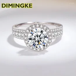 Cluster Rings DIMINGKE Gorgeous S925 Silver Ring 2 D Moissanite GRA Certificate Premium Fine Jewelry Wedding Party Gift For Women