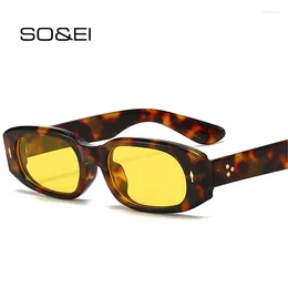 Sunglasses Fashion Small Rectangle Women Retro Candy Color Eyewear Shades UV400 Men Trending Punk Rivets Sun Glasses