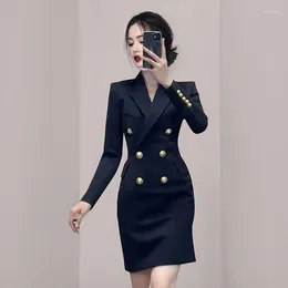 Casual Dresses Black Button Business Suit And Spring Women's Clothing Hepburn Style French Temperament Dress