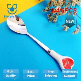 Coffee Scoops 2/4/6PCS Cute Stainless Steel Spoon Ceramic Handle Kitchen Supplies Cutlery Teaspoon Creative Tableware Ice Cream Dessert