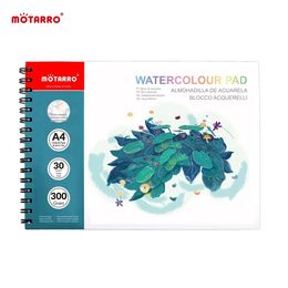 MOTARRO A4 Spiral Bound Sketchbooks Watercolour Paper Pad 300GSM 30Sheets Drawing Notebook for Markers Students School Supplies 240329