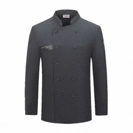 white lg sleeve chef jacket Hotel chef coat T-shirt chef uniform restaurant coat Bakery Breathable Cooking clothes logo c2EW#
