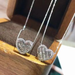 Necklaces Lovers Heart Diamond Pendant Real 925 Sterling Silver Charm Wedding Pendants Necklace For Women Bridal Party Choker Jewellery Gift