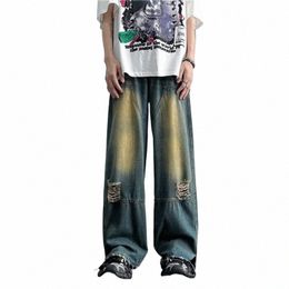 new Streetwear Patchwork Jeans Cargo Pants Loose Plus Size Neutral Wide Leg Pants Harajuku Casual Denim Pants Men Clothing Y2K 10RQ#