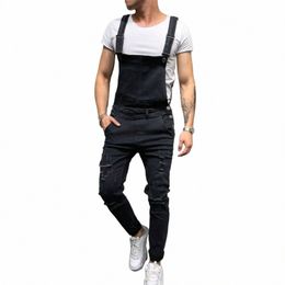 fi Men Pants Ripped Jeans Overalls Jumpsuits High Street Distred Denim Bib Overalls For Man Suspender Jumpsuits x7ac#