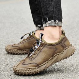 Casual Shoes Fashion Lace-Up Men's Boots Leather Men Sneakers Outdoor Motorcycle Young Ankle