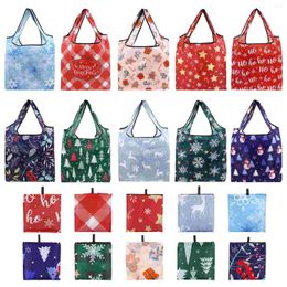 Storage Bags Portable Shopping Bag Large With Handles Gift Capacity Christmas Folding Grocery Polyester