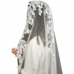 real Photos Mantilla Wedding Veil with Hidden Comb Lace Only Top 3 Metres Lg Bridal Veil Head Veil Wedding Accories 76D6#