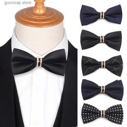 Bow Ties Boutique Hollow Metal Decoration Bow Tie For Wedding Groom Men Neck Wear Butterfly Black Bowtie Cravat Male Bow ties Party Y240329