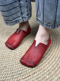 Casual Shoes Birkuir Hollow Out Women Spring Luxury Loafers Slip On Flats Square Toe Soft Soles Flat Heel Ladies Four Season Lazy