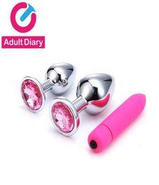 Adult Diary Stainless Steel Butt Plug Vaginal Bullet Vibrator Products Anal Plug Dildo Beads Massager Erotic Sex Toys for Woman Y11130184