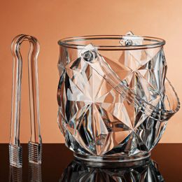 Thickened Acrylic Transparent Ice Bucket Drink Tub Champagne Beer Wine Chiller With Clip For Cocktail Restaurant Pub 240315