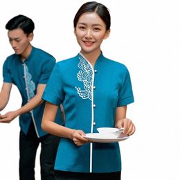 new Yellow Restaurant Hotel Uniform Lg Sleeve Workwear Housekee Clothes Women Cleaning Overalls Waiter Jacket AS378 a6j0#