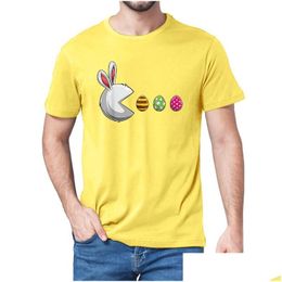 Men'S T-Shirts Mens T Shirts Uni Happy Easter Day Egg Eat Funny Tshirt Cotton Short Sleeve T-Shirt Streetwear Soft Tee Drop Delivery A Dhjuy