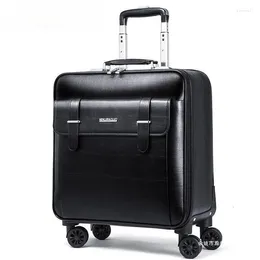 Suitcases Wheelbarrow Case Universal Wheel Cowhide Suitcase Business Boarding Bag Luggage Leather