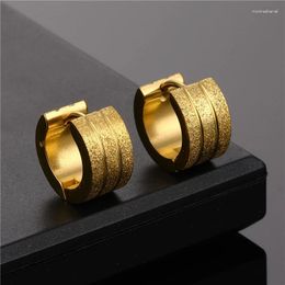 Hoop Earrings 1 Pair Round For Women Men Golden Stainless Steel Circle Earring Party Jewelry Accessories