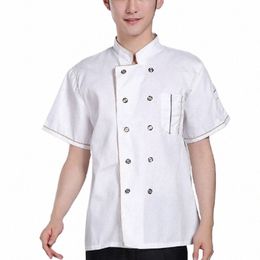 new Arrival Short Sleeve Kitchen Cooker Working Uniform Chef Jacket Double Breast Waiter Waitr Coat Cooking Clothes o5ch#