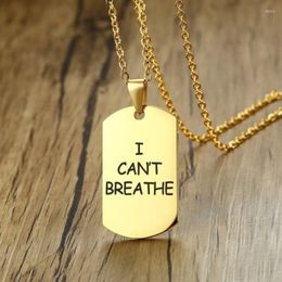 Chains U S Protest I CANT BREATHE Can't Lettering Army Brand Necklace Stainless Steel Dog Tag Custom215H