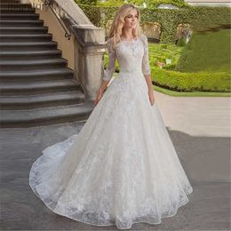 Urban Sexy Dresses 2021 Charming Lace Wedding Dress with Sleeves Scoop Neck A-line Princess Bridal Gowns Robe de Mariage Bride Sashes yq240329