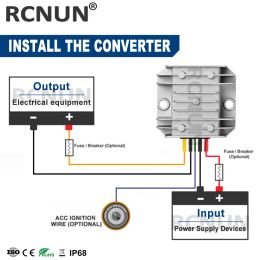 RCNUN 24V 36V 48V 60V 72V 18-90V to 12V 5A 10A DC DC Buck Converter 12 Volt Voltage Transformer Regulator Car Truck Power Supply