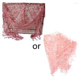 Scarves Women Lace Sheer Floral For Triangle Veil Mantilla Scarf Shawl Wrap Tasse DXAA