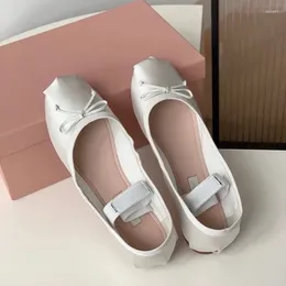 Casual Shoes 2024 Spring And Summer Silk Ballet Comfortable Versatile Bow Strap Mary Jane Flat For Women