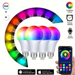 New E27 Smart Bluetooth Light Bulbs With App Control For Home Bedroom RGBW LED Magic Colour Changing Dimmable Music Sync Lamp