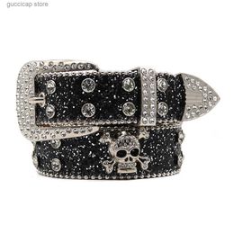 Waist Chain Belts 3.3CM punk rock crystal screw strap mens Western denim with diamond Bing Rhinestone strap disco E girl jeans Y240329