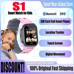 Smart Watch Kids Gift Boys Girls смотрит на SIM -карту смартфон с легким сенсорным экраном Sport English LBS Tracker S1