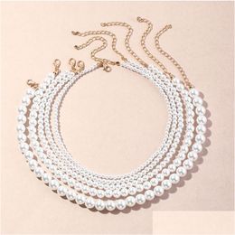 Chains Womens Elegant Pearls Chain Necklace Fashion Luxury Jewerly 18K Yellow Gold Clasp 10Mm 7.5Mm 4.5Mm 5 Size Pearl Bead Jewelry Dr Dh2Be