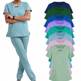 1pc Top New Short Sleeve Scrubs Top with Pocket Medical Nurse Uniforms Doctor Surgery Overalls Spa Outwear Beauty Sal Workwear 656u#