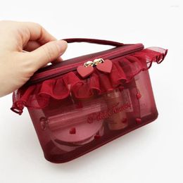 Storage Bags Dacron Lace Patchwork Cosmetic Trendy Solid Colour Embroidery Makeup Bag