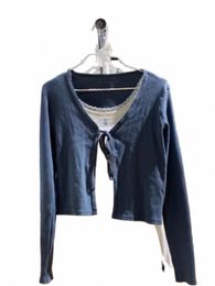 casual Women Lg-Sleeved Cardigan Sweater 2023 Winter Fi Ladies Casual Comfortable Navy Blue Sweater For Women's Outwears M0h3#