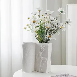 Vases Abstract Book White Nordic Modern Porcelain Human Beauty Face Body Flower Container Living Room Shelf Desk Decoration Gift