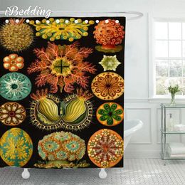 Shower Curtains Ascidia Ernst Haeckel Curtain 3D Printed Cartoon Anime Animal Bathroom Waterproof With Hooks Decoration