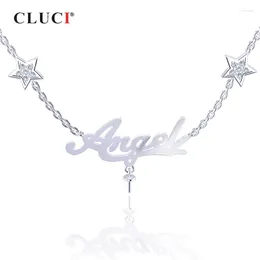 Disposable Flatware CLUCI Silver 925 Angel Zircon Pearl Pendant Necklace For Women Party Jewellery Letter SN048SB