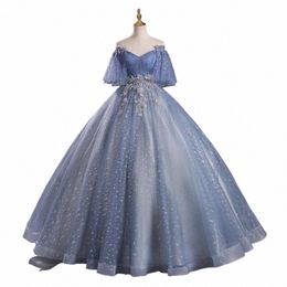 y&m New Gray Blue Quinceanera Dres Plus Size Ball Gowns With Sleeves Puffy Dres For Prom Sweet 16 Dr Vestido De 15anos U0Pg#