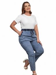 lih HUA Women's Plus Size Jeans Autumn Chic Elegant Jeans For Chubby Women Cott Jeans V0gC#
