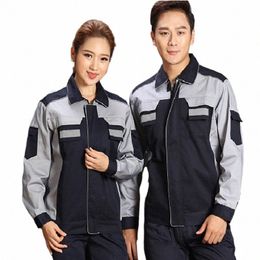 2020spring Autumn Reflective Work Clothing Set Men Women Wear-resistant Coveralls Auto Repair Factory Workshop Uniforms B4l4#