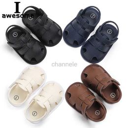 Sandals Baby Summer Sandals For 0-18 Months Boy Girl Slippers Toddler Kids 2021 Summer New Nursery School First Walkers PU Leather Shoes 240329