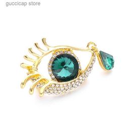 Pins Brooches Exquisite Luxury Zircon Eye Crystal Teardrop Eyelashes Brooch for Women Personality Charm Banquet Corsage Pin Jewellery Gift Y240329