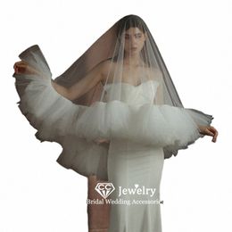 cc Romantic Veils for Women Wedding Accories Bridal Hairwear Engagement Headdr Multi Layer Ruffle Edge Lg Hair Veil V309 26pm#