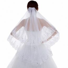 wedding Sequins Edge for Brides 2 Tier Hip Fingertip Length Sparkle Soft Tulle Bridal Lace Veils Hair Accories k1Nx#