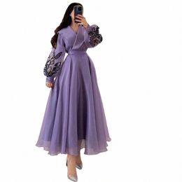 lovestory Saudi Arabia Dres Women Wear for Prom Party V Neck Black Leave Style Evening Dr Ankle Length Homecoming Gowns e3Rh#