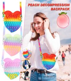 NEW Toys Silicone Cute Peach bag Push Bubble Anti stress purse Storage Bag per Shoulder brinquedos6081276